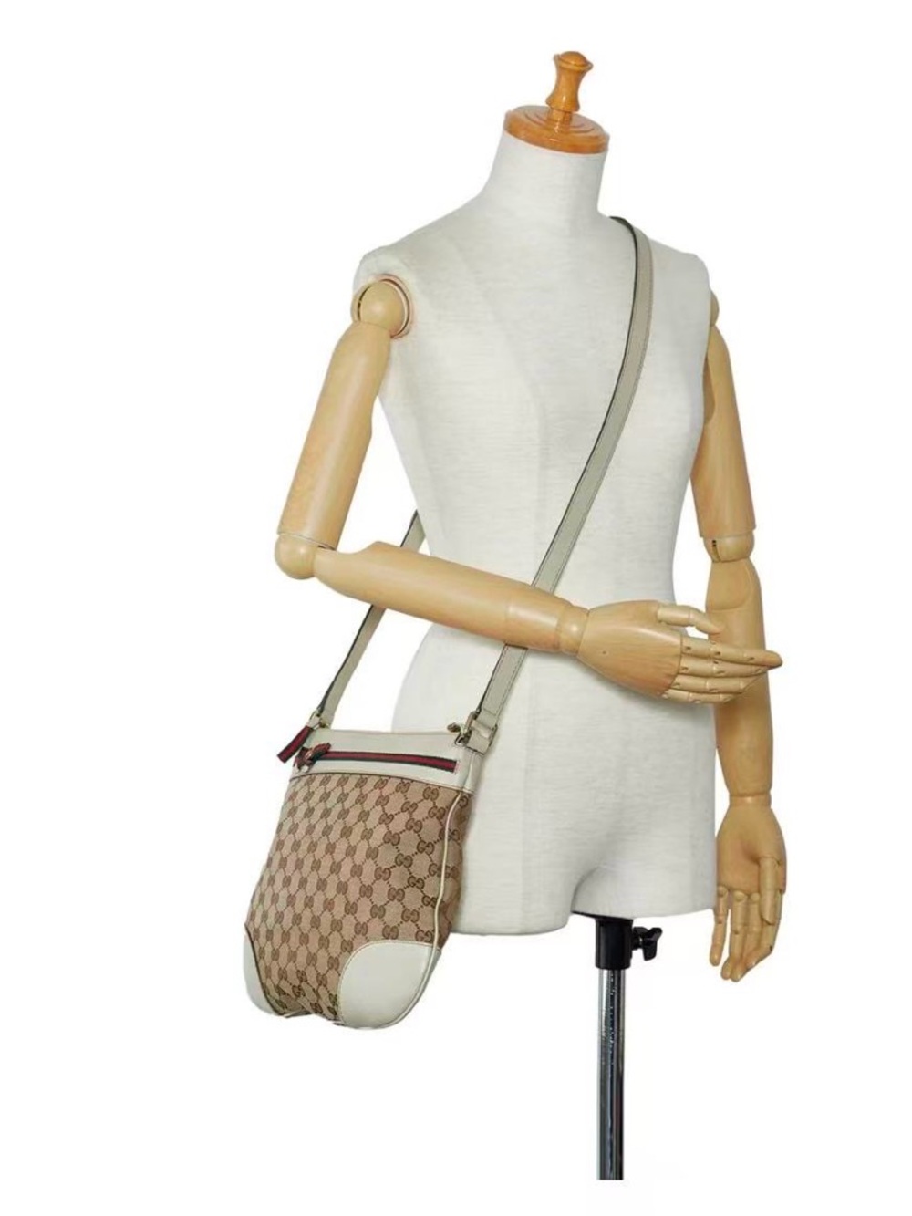Gucci Beige GG Canvas Crossbody with Cream Trim